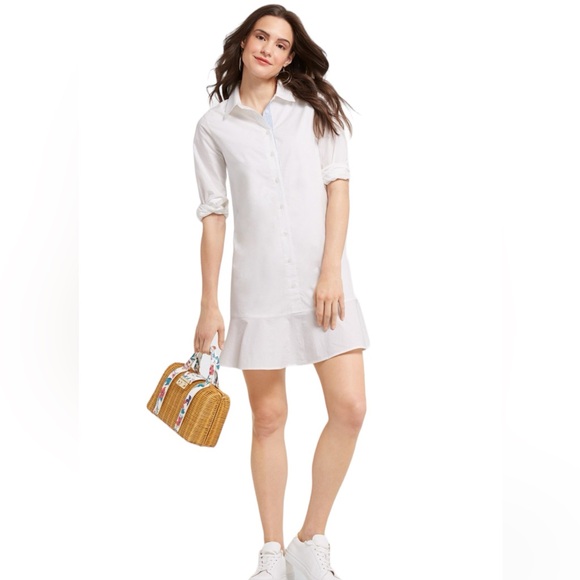 DRAPER JAMES TULIP WHITE COTTON SHIRT DRESS SIZE 4 - Picture 2 of 16